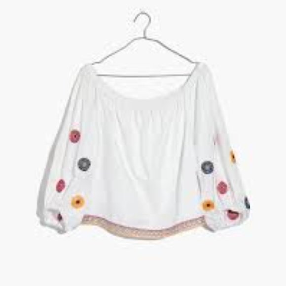 Madewell Embroidered Off-the-Shoulder Top Size M - Picture 5 of 13